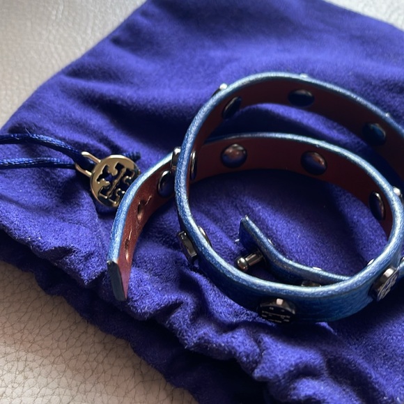 Tory Burch Double Wrap Logo Studded Bracelet Navy - Excellent Condition! - Picture 5 of 10